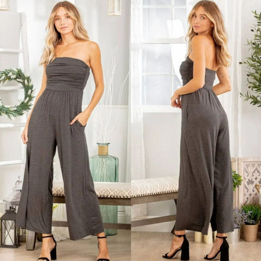 Charcoal Tube Top Jumpsuit