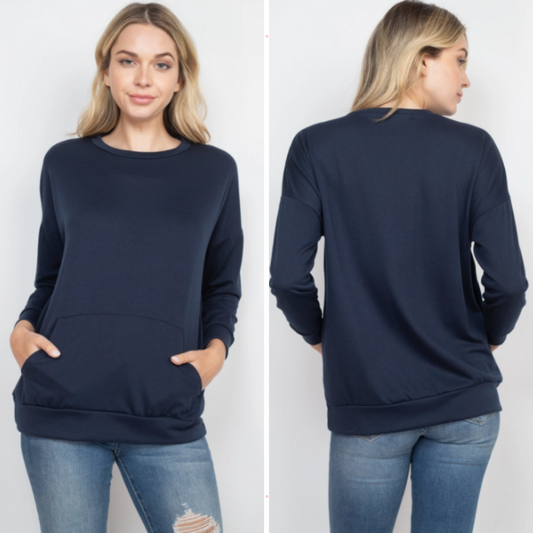 XL Blue French Terry Top Sweatshirt