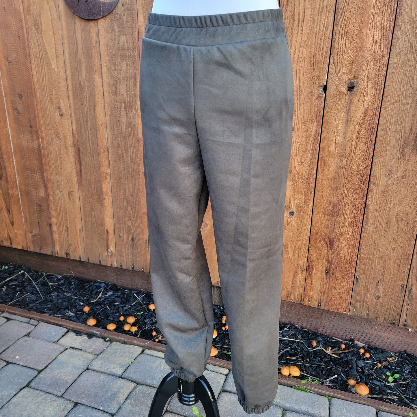 Olive Suede Jogger Pants