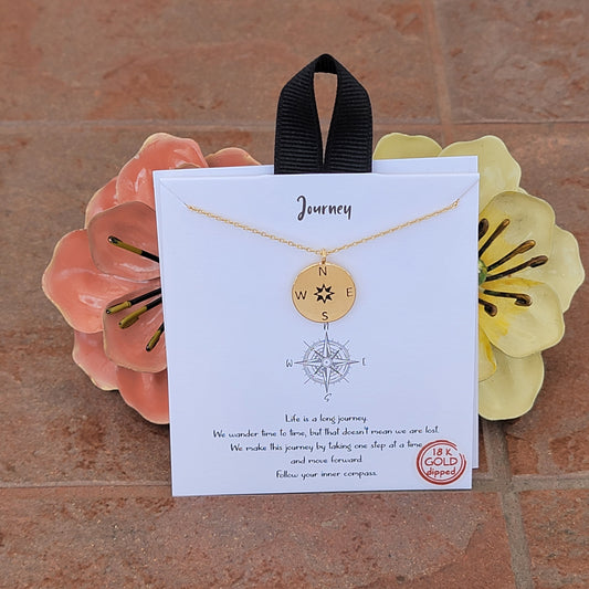 Gold Dipped Compass Journey Necklace