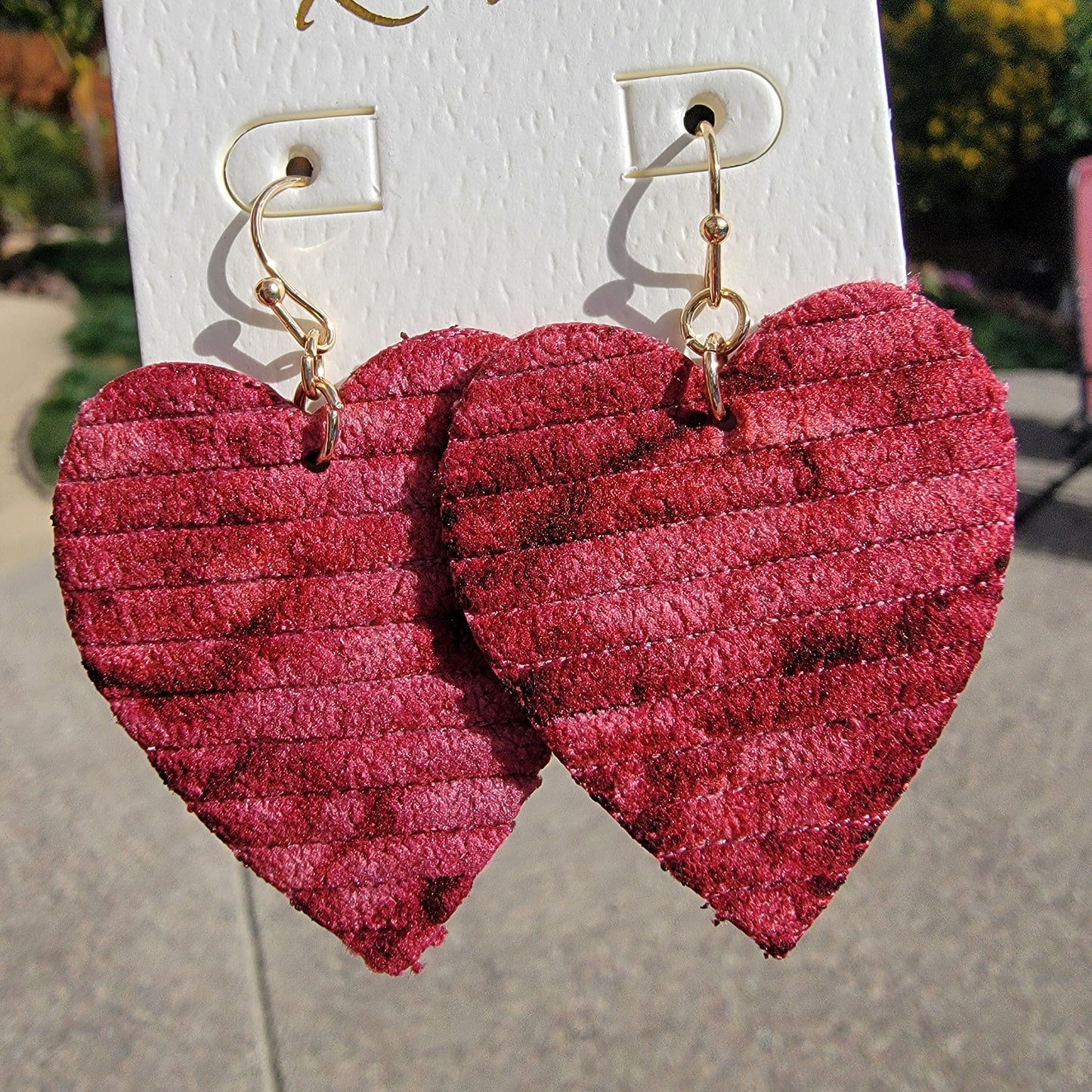 Leatherette Tie Dye Heart Earrings