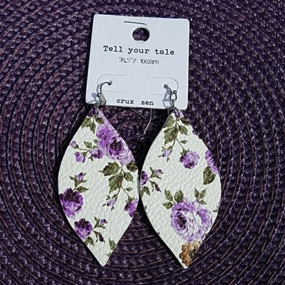 Purple Marquee Leatherette Earrings